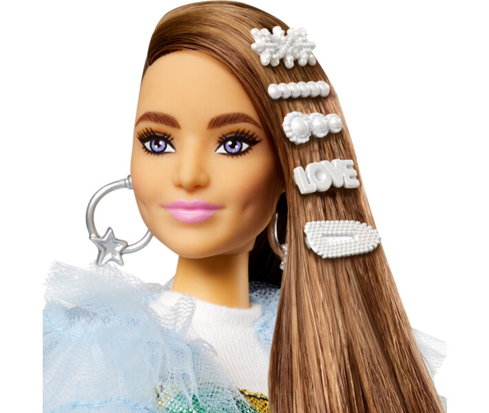 Фото - игрушку для девочки Кукла Barbie серии Extra в длинном радужном платье (GYJ78)