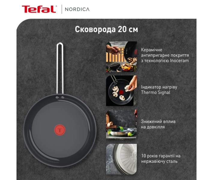 Фото - сковороду Сковорода Tefal Nordica, 20см, нержавеющая сталь (H8710255)