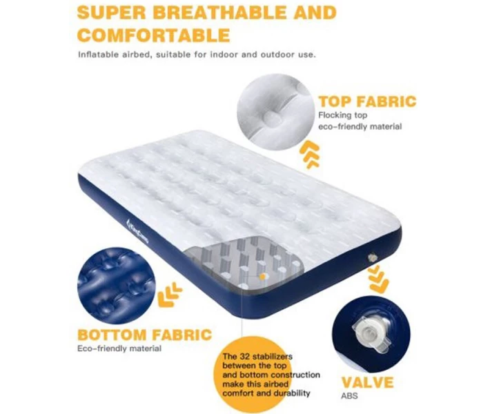 Фото - туристический коврик Надувной коврик KingCamp PUMPAIR BED TWIN(KM3606) BLUE/BEIGE