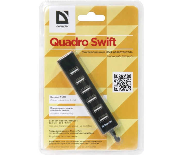 Фото - кардридер Defender Quadro Swift USB2.0 (83203) (7 портов)