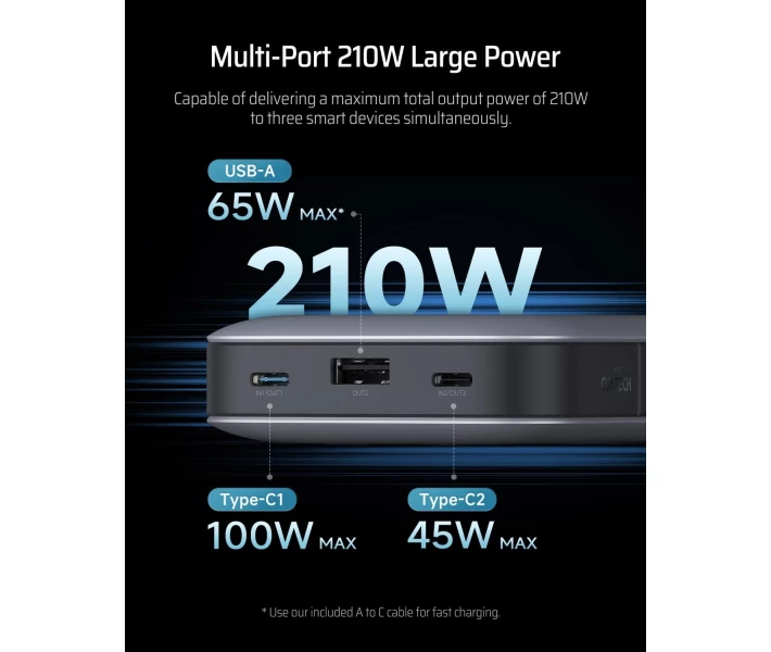 Фото - power bank Power Bank CUKTECH PB250 25000mAh 210W серый