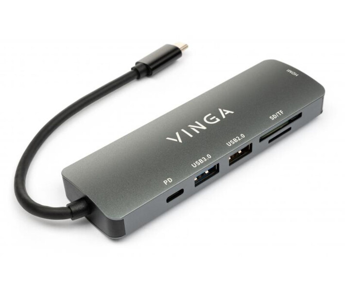 Фото - кардридер Концентратор Vinga USB Type-C 3.1 to HDMI+USB3.0+USB 2.0+SD/microSD+PD 6in1 (VHC6)