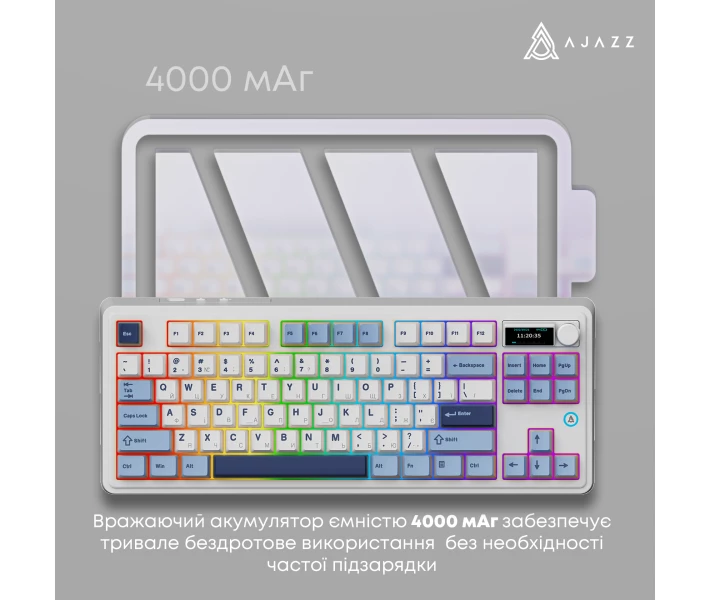 Беспроводная механическая клавиатура Ajazz AK870 PLUS with screen