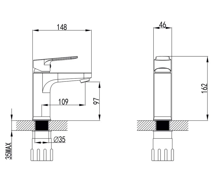 Фото - смеситель Смеситель MARMORE Ø35 для раковины на гайке Corso DB-1A138C