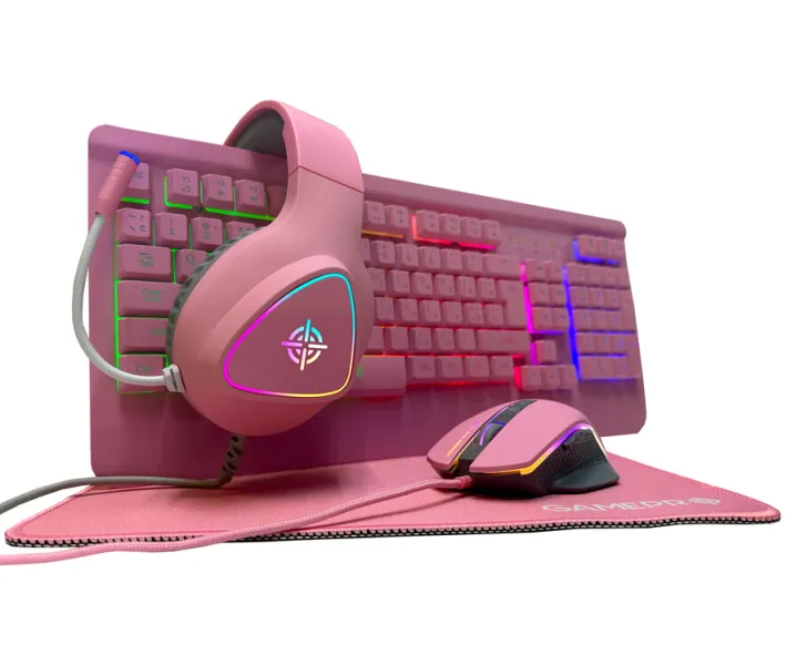 Комплект игровой 4в1 GamePro PINK USB (GS1863) (клавиатура+ мышь +
