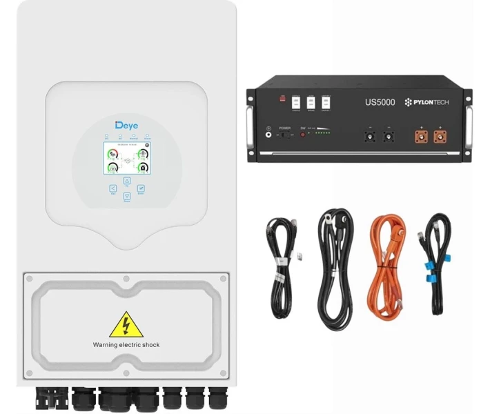 Фото - инвертор Гибридный инвертор Deye SUN-5K-SG03LP1-EU 5kW + Батарея Pylontech US5000 48V, 100Ah, 4,8 кВт/ч + Набор кабелей Pylontech