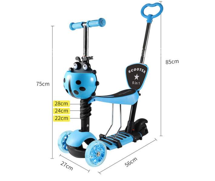 Фото - самоката Детский 3-х колесный самокат Scooter 5 в 1 FYS-2864 Blue
