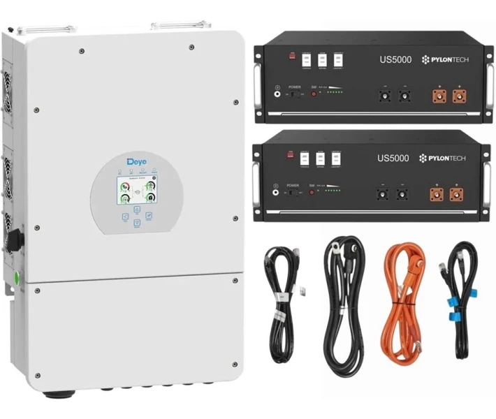 Фото - инвертор Гибридный инвертор Deye SUN-8K-SG01LP1-EU 8kW + Батарея Pylontech US5000 48V, 100Ah, 4,8 кВт/ч (2шт.) + Набор кабелей Pylontech