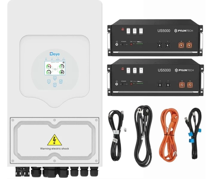 Фото - инвертор Гибридный инвертор Deye SUN-6K-SG03LP1-EU 6kW + Батарея Pylontech US5000 48V, 100Ah, 4,8 кВт/ч (2шт.) + Набор кабелей Pylontech