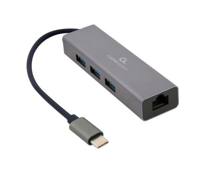 Фото - кардридер Хаб USB-C Cablexpert (A-CMU3-LAN-01) Dark Grey