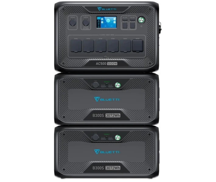Фото - зарядную станцию Зарядная станция Bluetti AC500+2*B300S, 5000 Вт, 6144 Вт/час (электростанция для дома, ИБП, UPS)