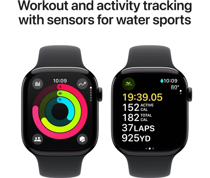 Фото - смарт-часы Apple Watch Series 10 GPS 46mm Jet Black Aluminium Case with Black Sport Band - S/M (MWWP3QH/A)
