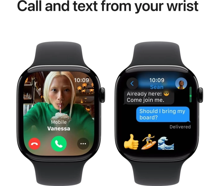 Фото - смарт-часы Apple Watch Series 10 GPS 46mm Jet Black Aluminium Case with Black Sport Band - S/M (MWWP3QH/A)