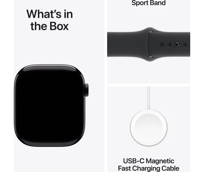 Фото - смарт-часы Apple Watch Series 10 GPS 46mm Jet Black Aluminium Case with Black Sport Band - S/M (MWWP3QH/A)
