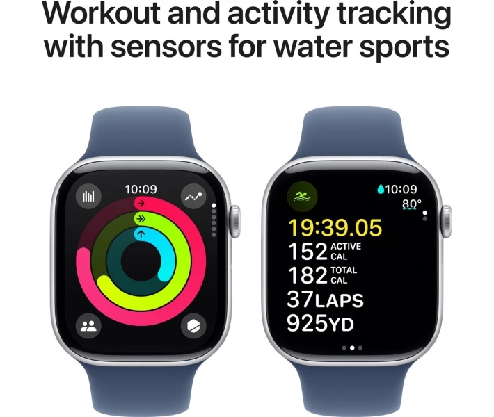 Фото - смарт-часы Apple Watch Series 10 GPS 46mm Silver Aluminium Case with Denim Sport Band - S/M (MWWL3QH/A)