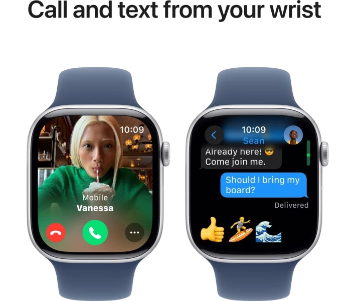 Фото - смарт-часы Apple Watch Series 10 GPS 46mm Silver Aluminium Case with Denim Sport Band - S/M (MWWL3QH/A)