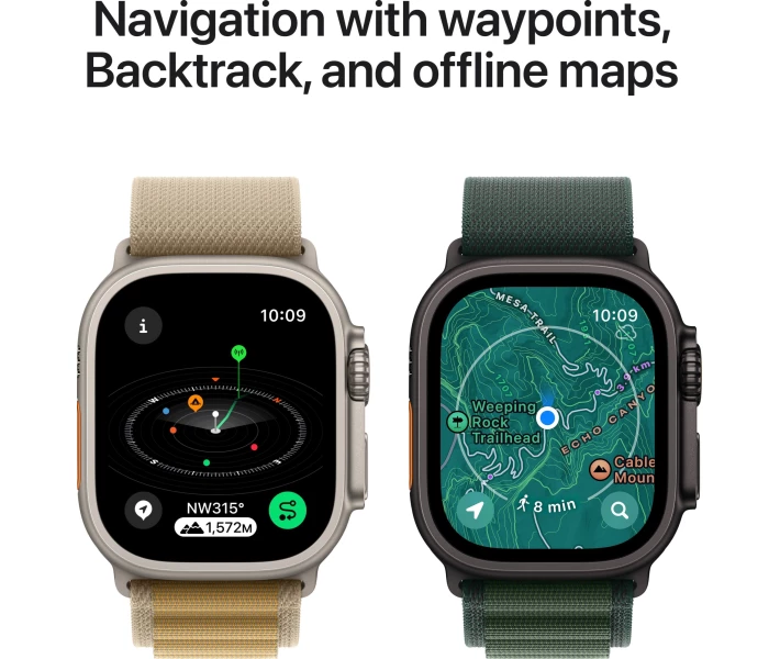 Фото - смарт-часы Apple Watch Ultra 2 GPS + Cellular 49mm Black Titan Case with Dark Green Alpine Loop - Medium (MX4R3UL/A)
