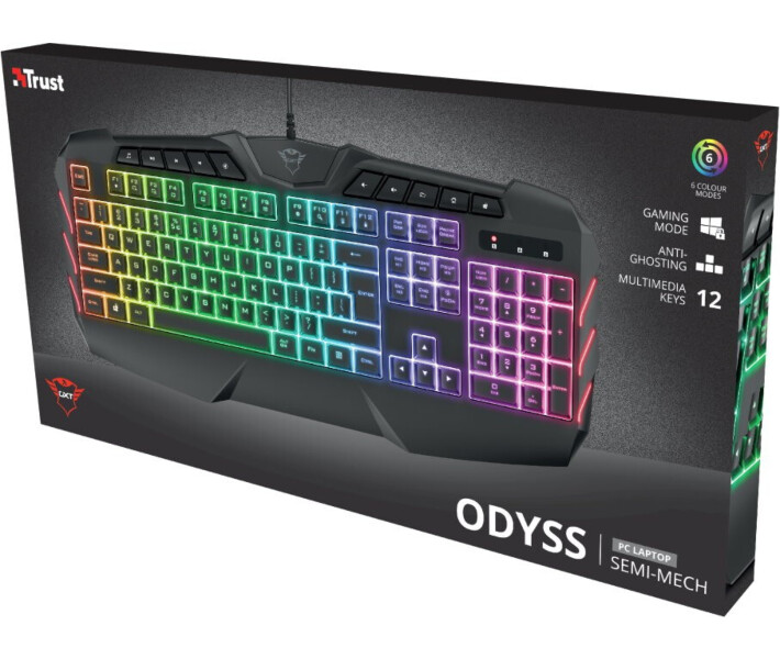 Фото - клавиатуру Клавиатура игровая Trust GXT 881 Odyss Semi-Mech USB Black (24303)