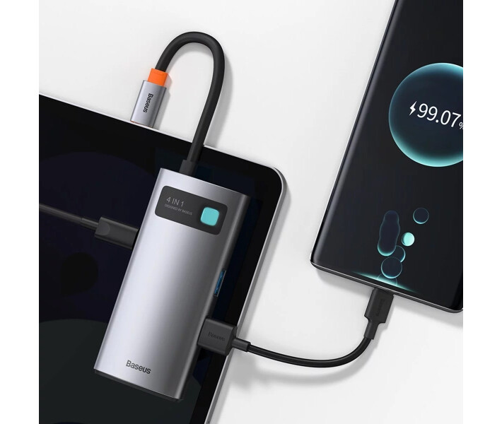 Фото - кардридер Хаб-адаптер Baseus 4in1 Type-C/HDMI+USB+USB+PD (CAHUB-CY0G) серый