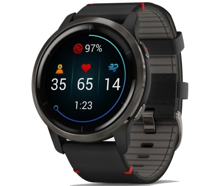 Фото - смарт-часы Смарт-часы Garmin Venu 2 Black with leather belt (010-02430-21)