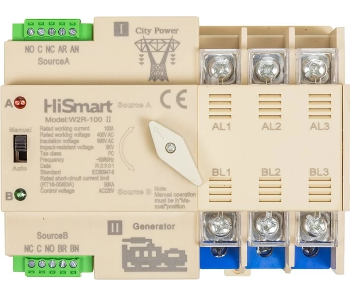Фото - автоматический выключатель Автоматический переключатель HiSmart W2R-3P 220V 100A