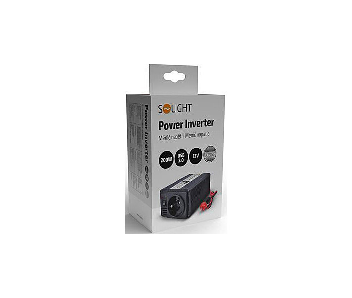 Фото - автомобильный инвертор Автомобильный инвертор Solight invertor 200W 12V-220V USB 500mA, black