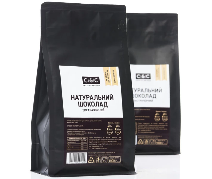 Фото - шоколад Натуральный шоколад C&C Chocolate and Cacao Экстрачерный 1 кг (2702202001929)