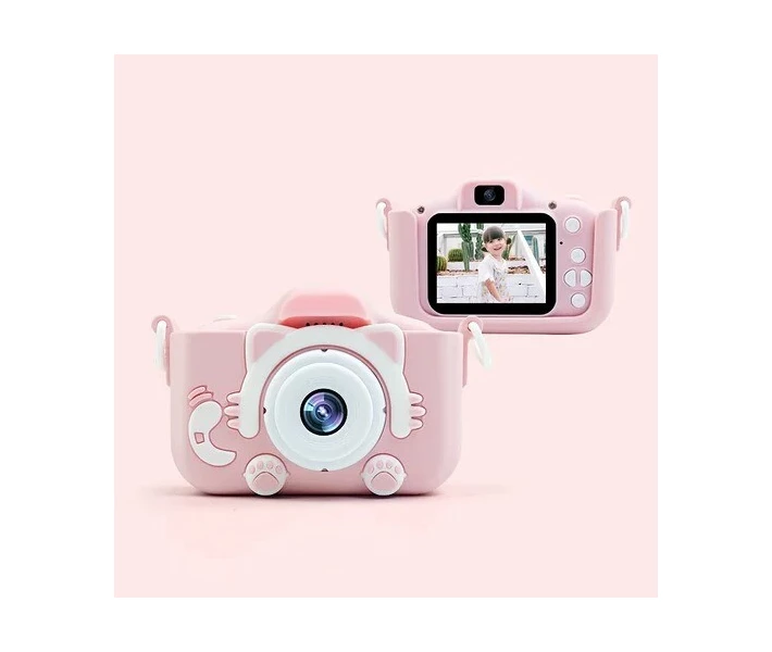Фото -  Детский цифровой фотоаппарат Smart Kids Kitty с 2" экраном в силиконовом чехле "Кошечка" с встроенными играми Розовый