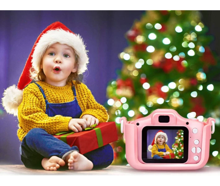 Фото -  Детский цифровой фотоаппарат Smart Kids Kitty с 2" экраном в силиконовом чехле "Кошечка" с встроенными играми Розовый