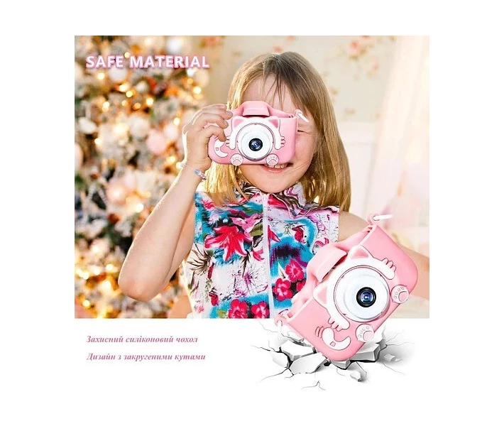 Фото -  Детский цифровой фотоаппарат Smart Kids Kitty с 2" экраном в силиконовом чехле "Кошечка" с встроенными играми Розовый