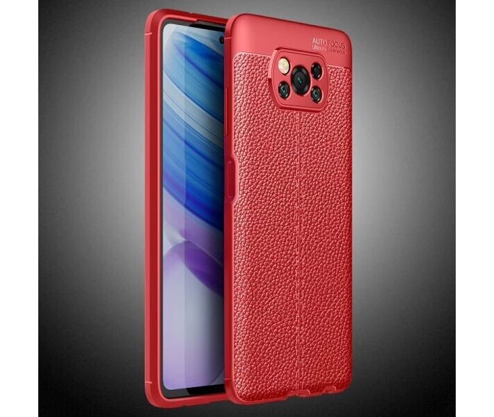 Фото -  Защитный чехол Deexe Leather Cover для Xiaomi Poco X3 - Red
