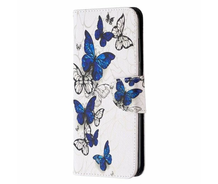 Фото -  Чехол-книжка Deexe Color Wallet для Xiaomi Redmi Note 9 / Redmi 10X - Blue and White Butterflies