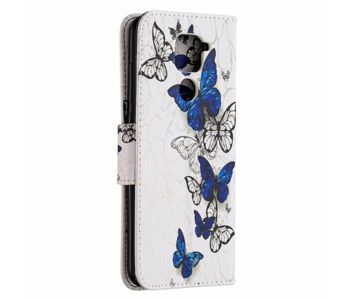 Фото -  Чехол-книжка Deexe Color Wallet для Xiaomi Redmi Note 9 / Redmi 10X - Blue and White Butterflies