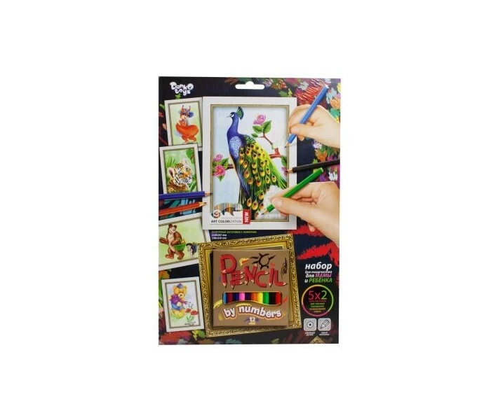 Фото - картину по номерам Картина по номерам Danko toys Pencil by numbers: Павлин