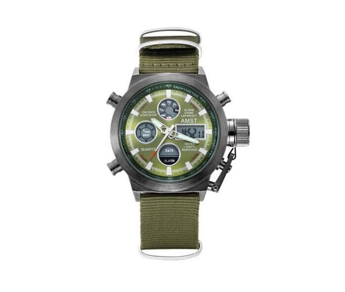 Фото - наручные часы Мужские часы AMST 3003 Black-Green Green Wristband