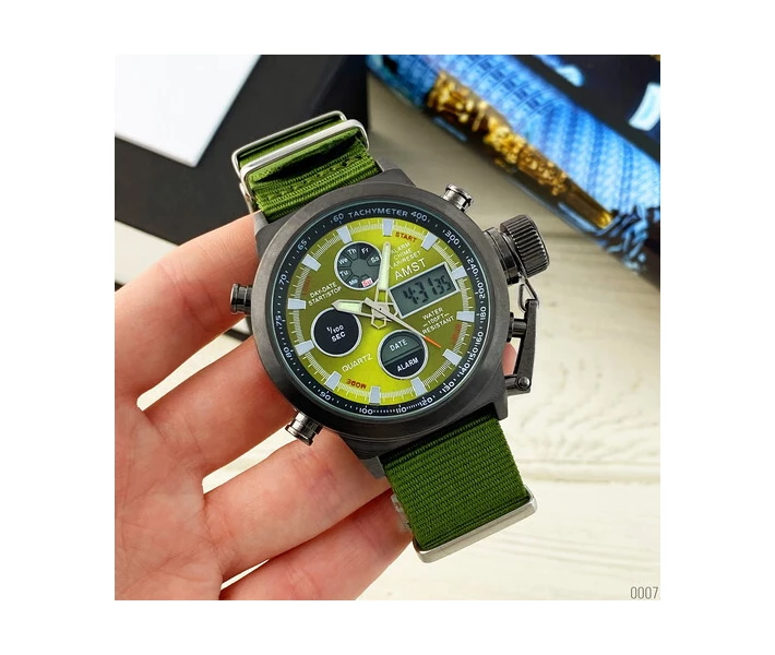 Фото - наручные часы Мужские часы AMST 3003 Black-Green Green Wristband