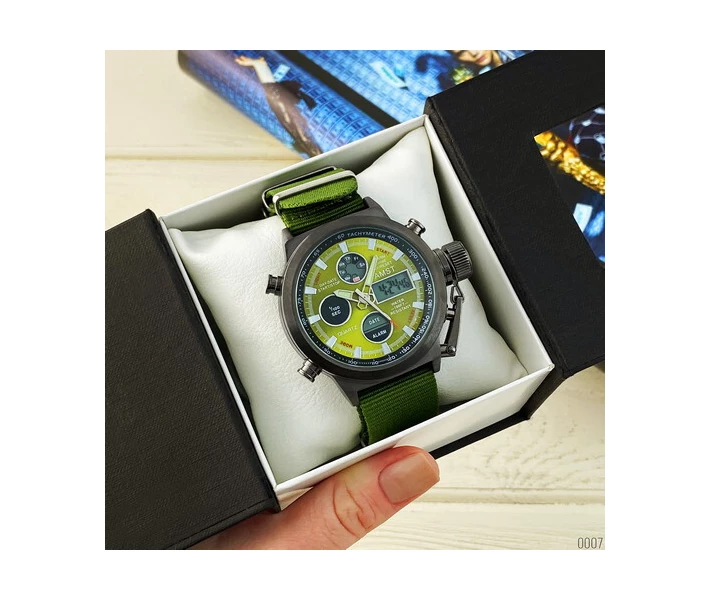 Фото - наручные часы Мужские часы AMST 3003 Black-Green Green Wristband