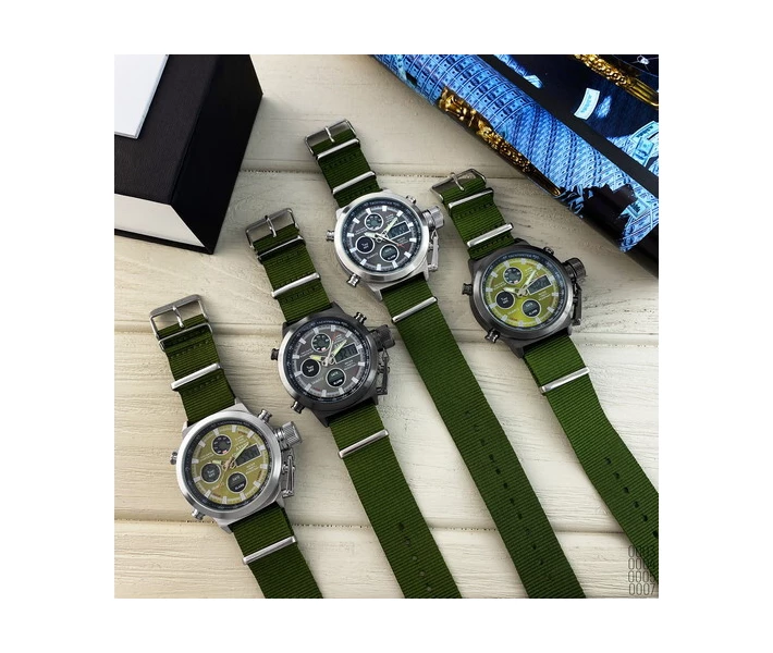 Фото - наручные часы Мужские часы AMST 3003 Black-Green Green Wristband
