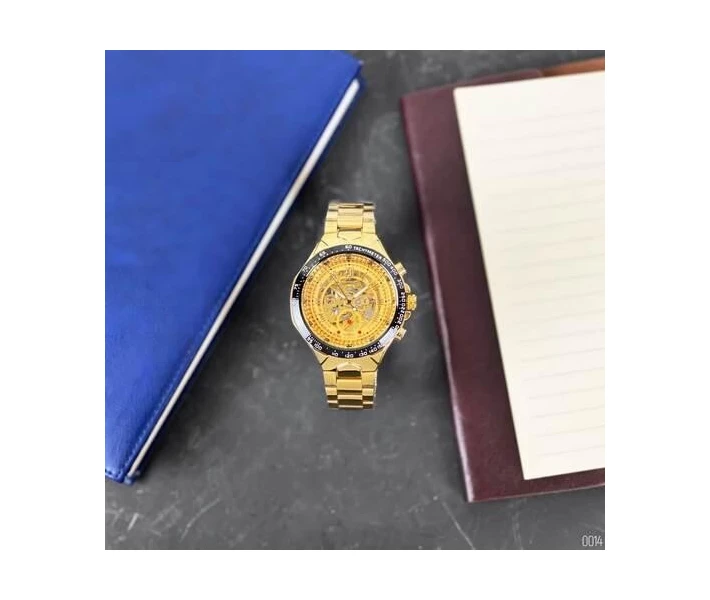 Фото - наручные часы Мужские часы Winner 8067 Gold-Black-Gold Red Cristal