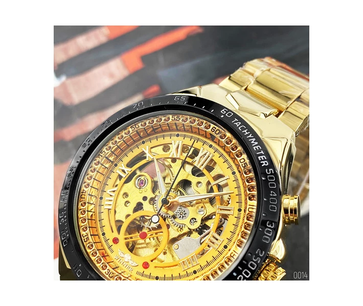 Фото - наручные часы Мужские часы Winner 8067 Gold-Black-Gold Red Cristal