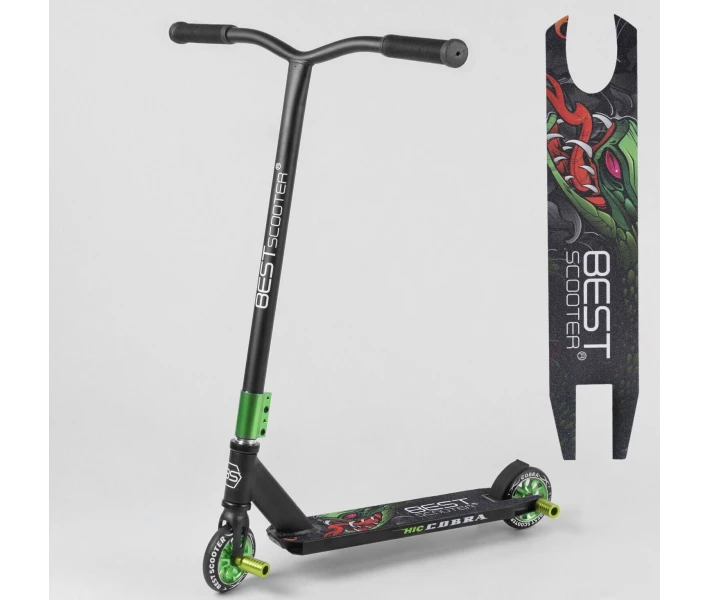 Фото - самоката Детский трюковый самокат 24544 Best Scooter с PU колесами, алюминиевой рамой, накладками на руль