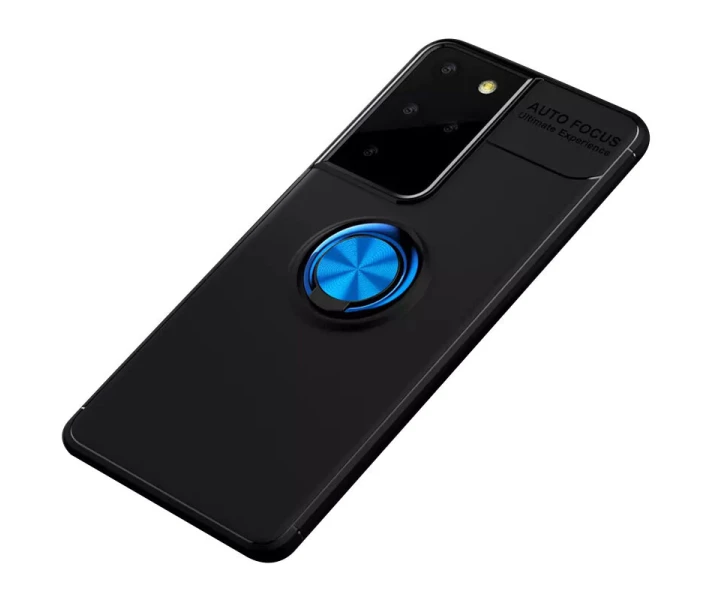 Фото - чехол для смартфона TPU чехол Deen ColorRing под магнитный держатель (opp) для Samsung Galaxy S21 Ultra Черный / Синий (161801)