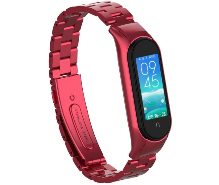 Фото - аксессуар к смарт-чсасам Ремешок Stainless Steel для Xiaomi Mi Band 5 Red (162336)