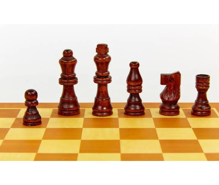 Фото - настольную игру Шахматы, шашки, нарды 3 в 1 деревянные W3517 (фигуры-дерево, р-р доски 35см x 35см)