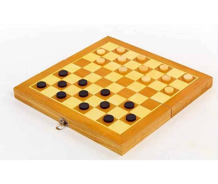 Фото - настольную игру Шахматы, шашки, нарды 3 в 1 деревянные W3517 (фигуры-дерево, р-р доски 35см x 35см)