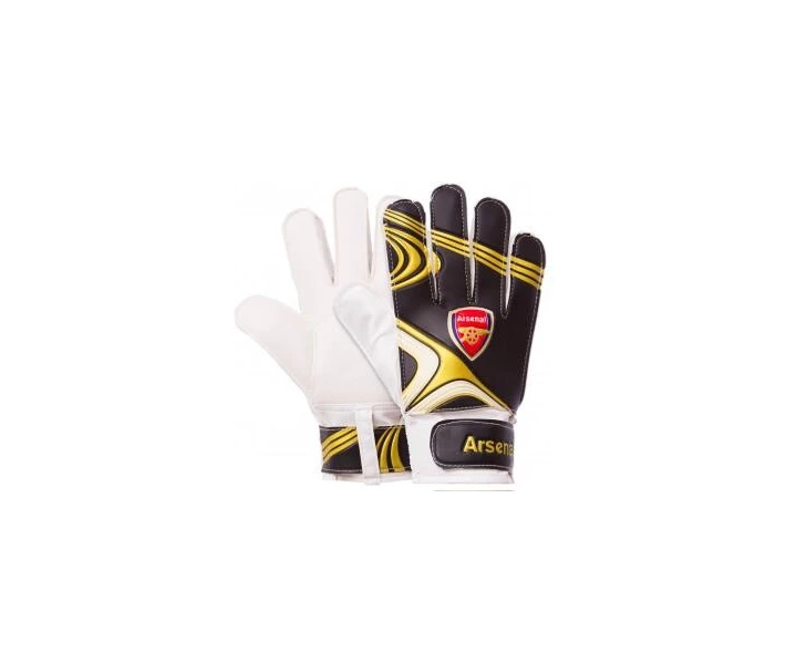 Фото - вратарскую перчатку Перчатки вратарские юниорские FB-0029-06 ARSENAL (PVC, р-р 5-7, черный-желтый)