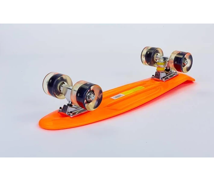 Фото - скейтборд Скейтборд пластиковый Penny LED WHEELS 22in со светящимися колесами SK-5672-11 (оранжевый-черный)