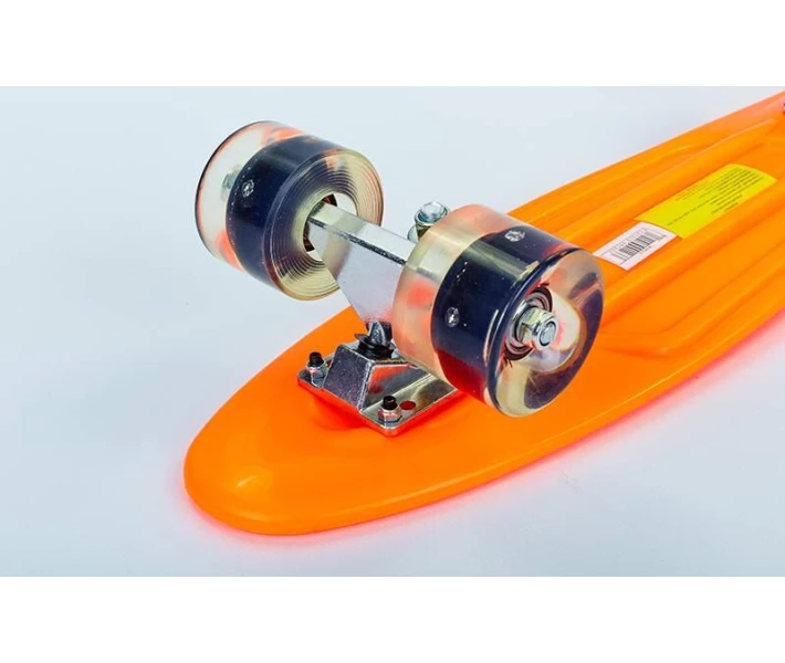 Фото - скейтборд Скейтборд пластиковый Penny LED WHEELS 22in со светящимися колесами SK-5672-11 (оранжевый-черный)