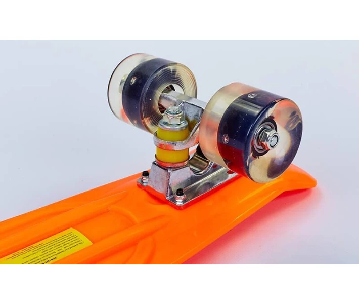 Фото - скейтборд Скейтборд пластиковый Penny LED WHEELS 22in со светящимися колесами SK-5672-11 (оранжевый-черный)