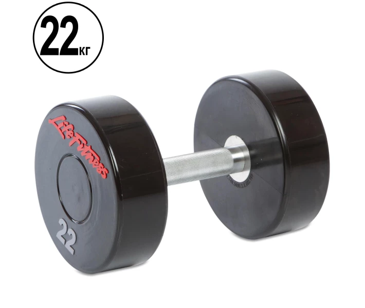Фото - гантели Гантель цельная профессиональная Life Fitness (1шт) SC-80081-22 22кг (полиуретановое покрытие, вес 22кг)